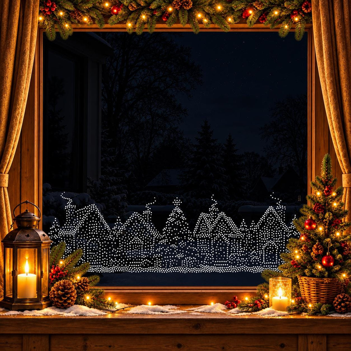 Gingerbread Christmas Village Window Snow Spray reusable Mylar stencil