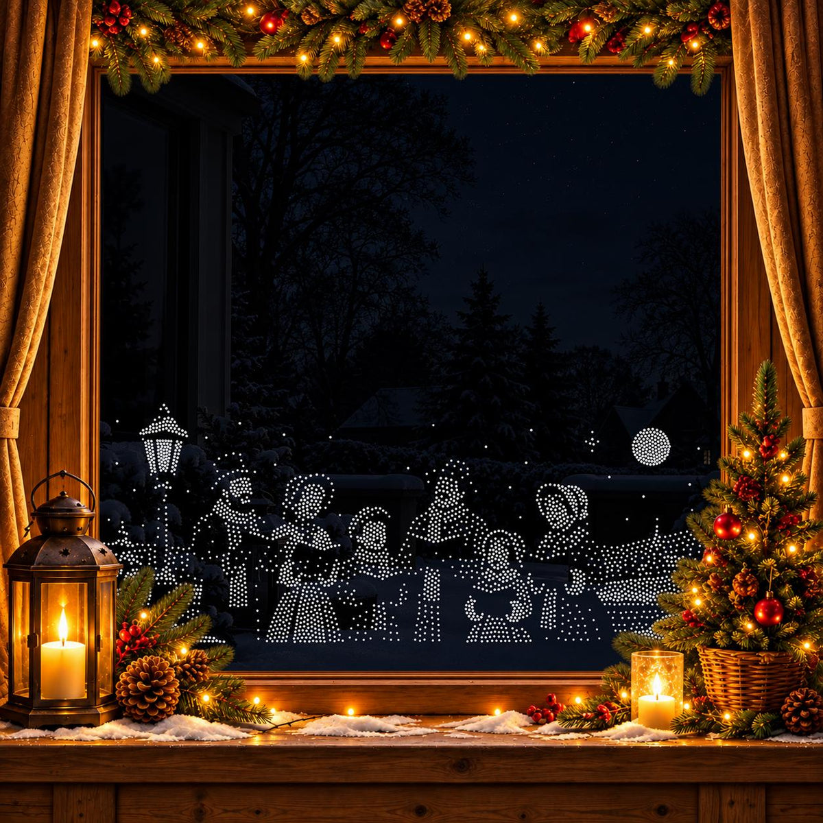 Christmas Carol Singers Window Snow Spray reusable Mylar stencil