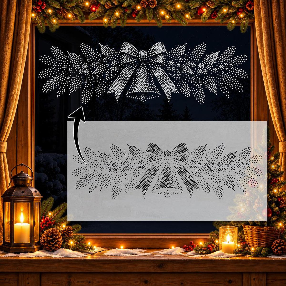 Christmas Bells Window Snow Spray reusable Mylar stencil