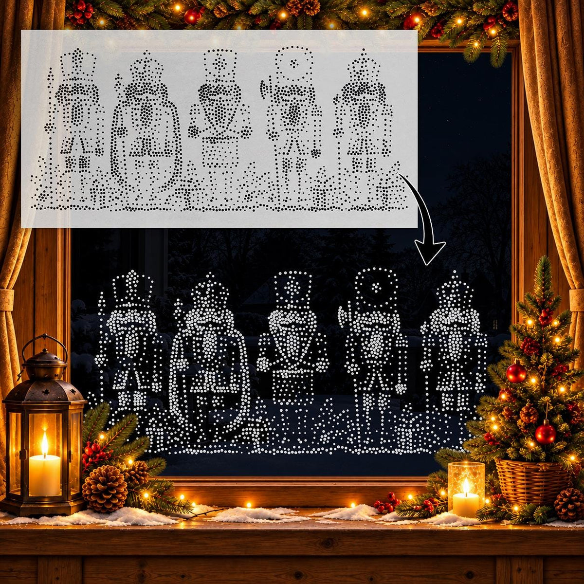 Nutcracker Soldiers Window Snow Spray reusable Mylar stencil