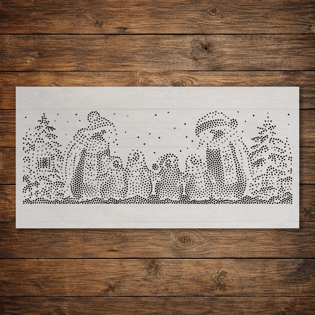Christmas Penguin Family Window Snow Spray reusable Mylar stencil