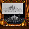 Christmas Candles with Holly Window Snow Spray reusable Mylar stencil