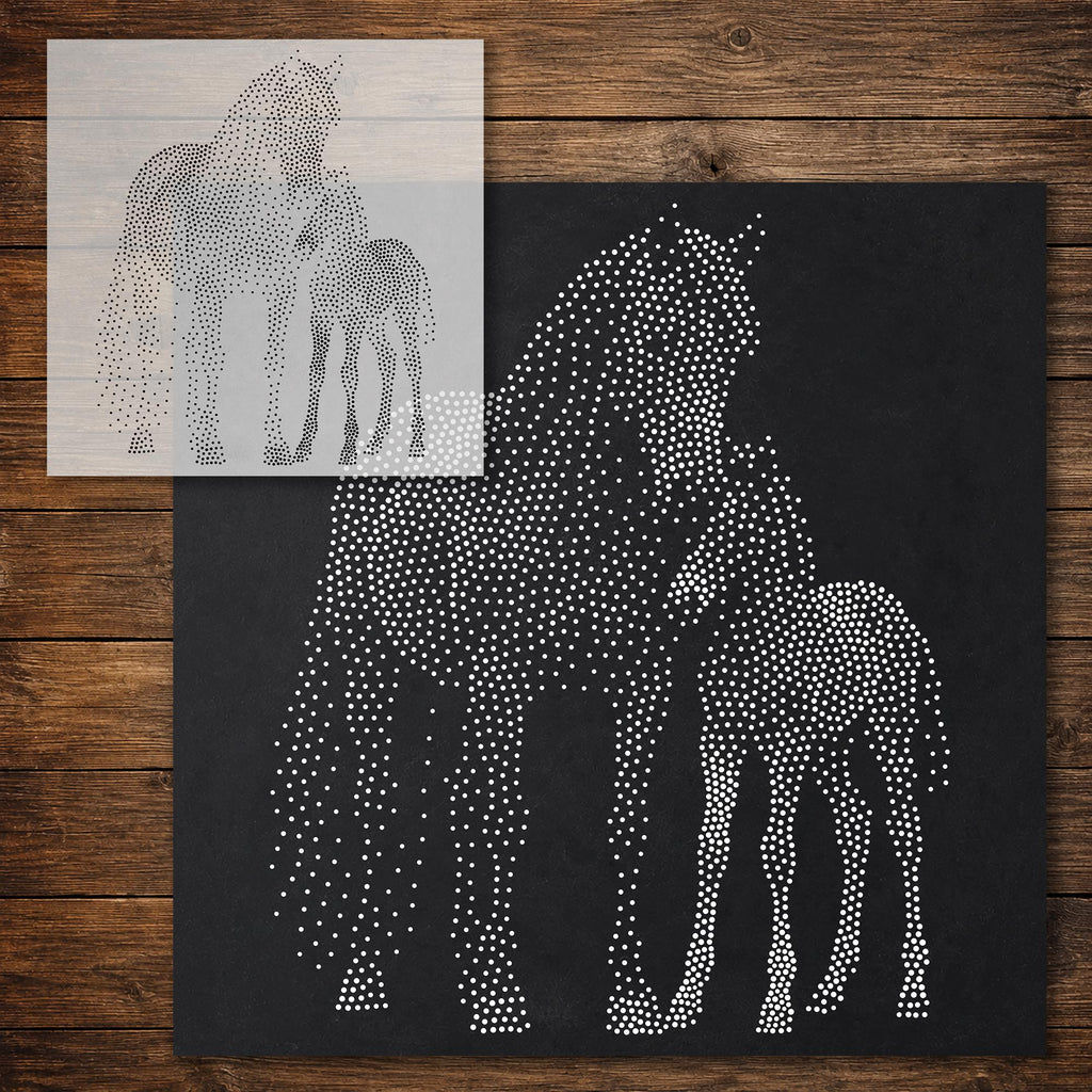 Horse with Foal reusable Mylar stencil