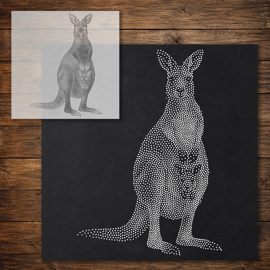 Kangaroo with Joey in Pouch reusable Mylar stencil