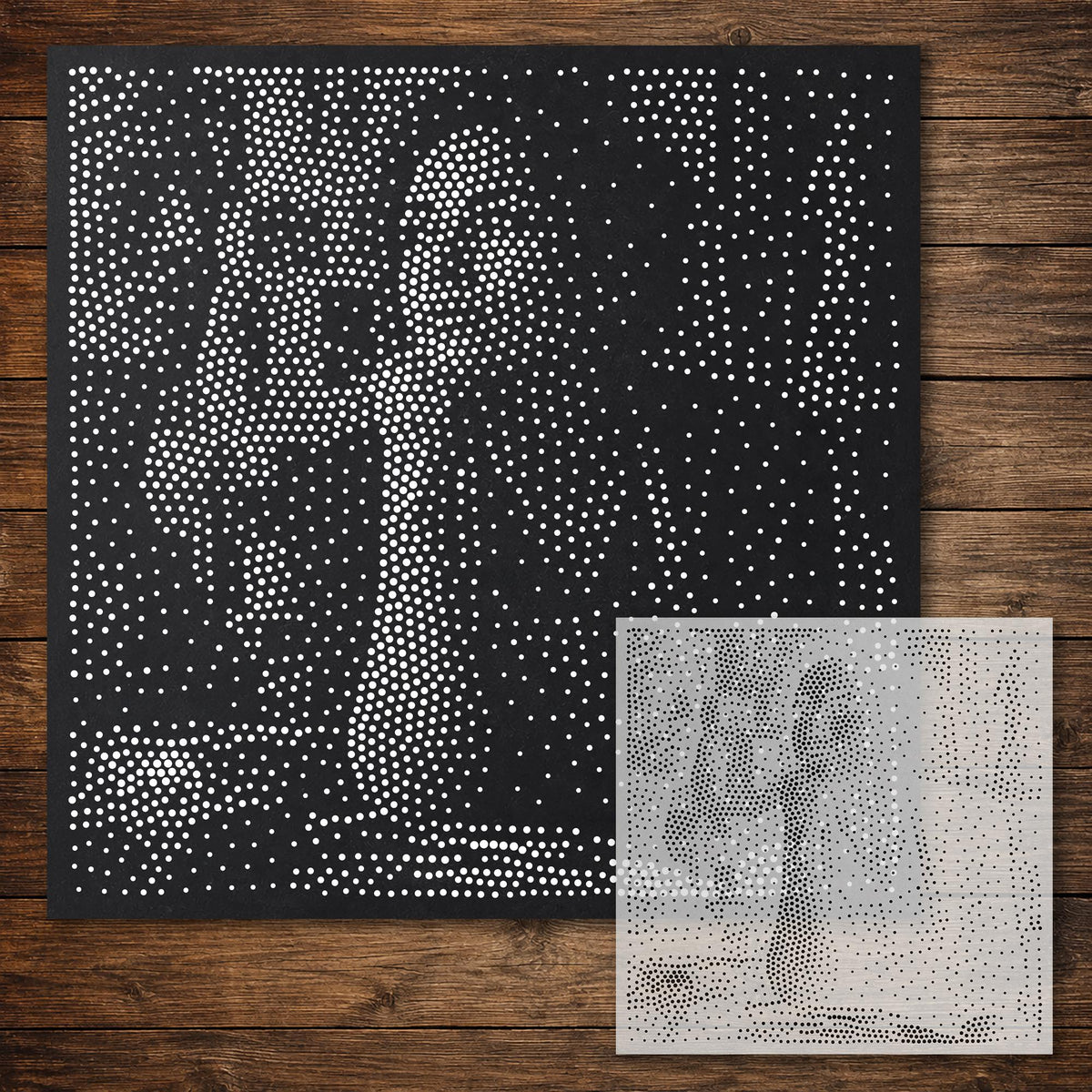 Artist in Studio Portrait reusable Mylar stencil