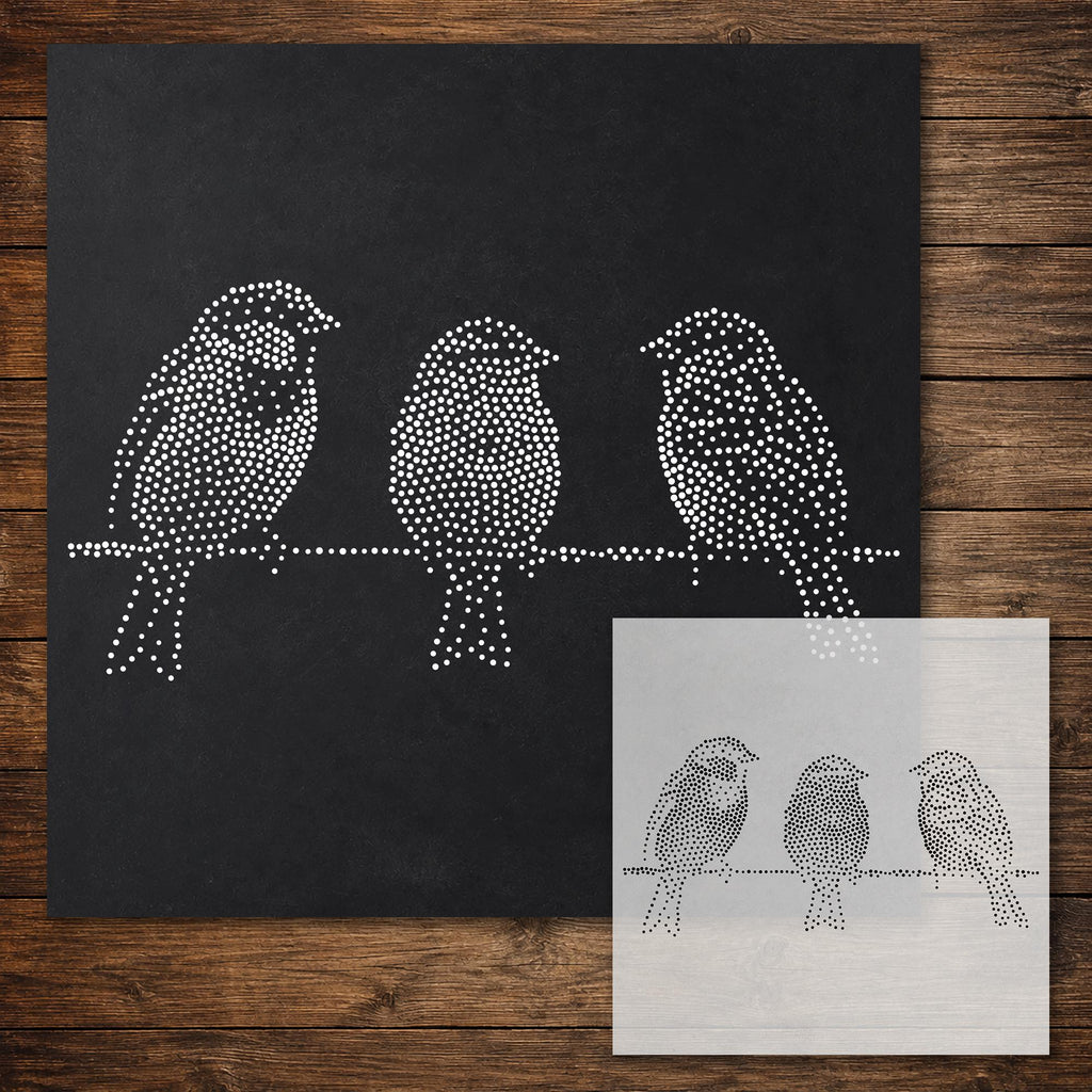 Sparrows on a Line reusable Mylar stencil