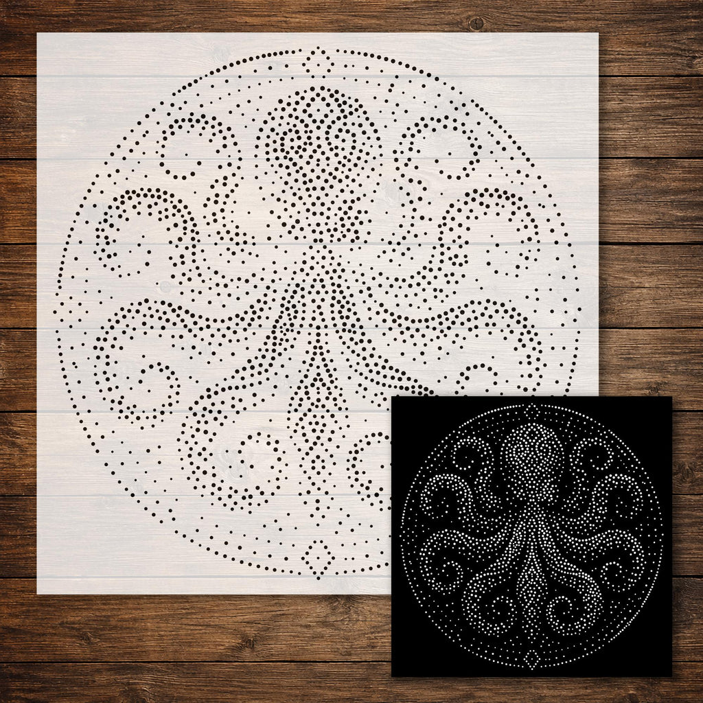 Tribal Octopus Mandala reusable Mylar stencil