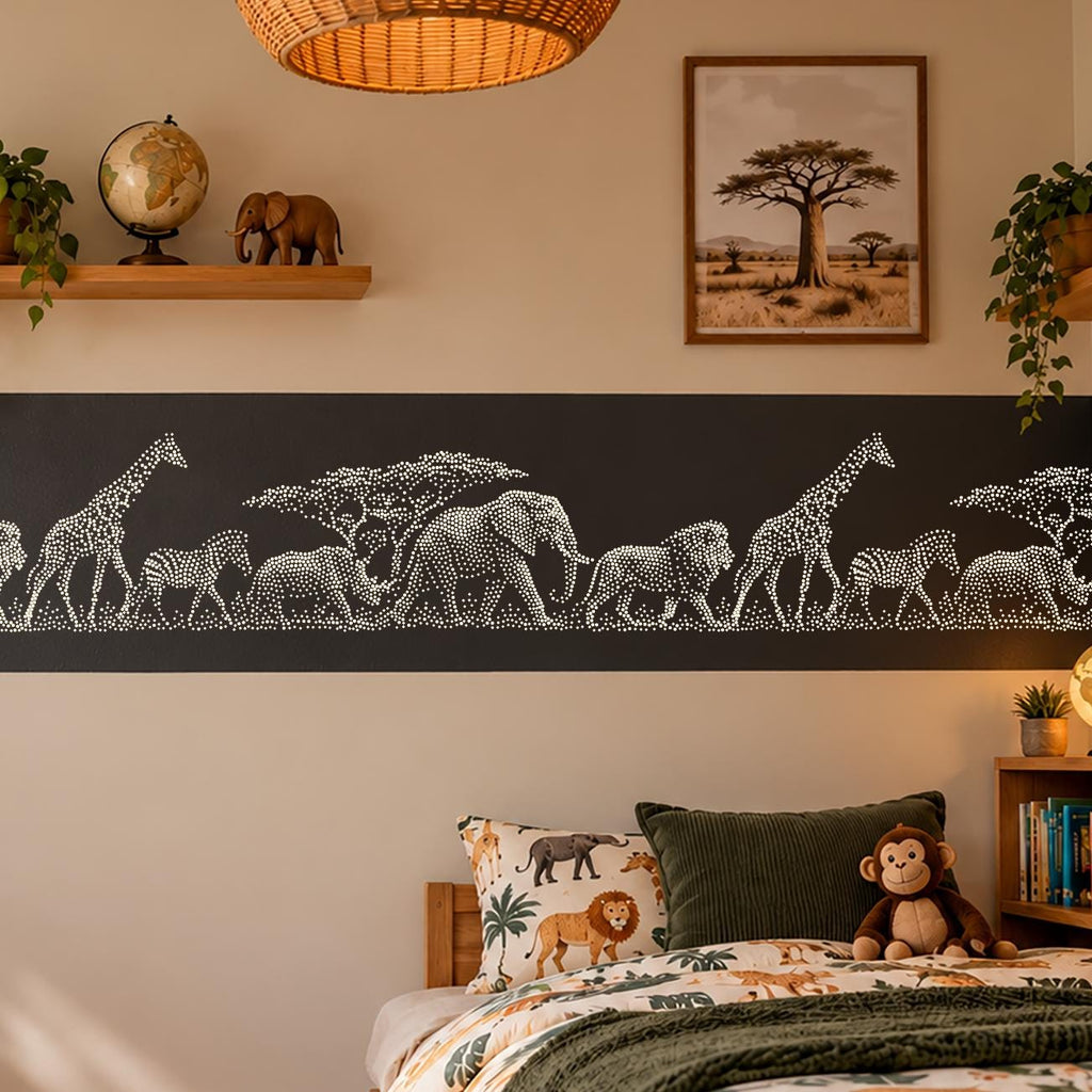 Repeating Safari Wall reusable Mylar stencil