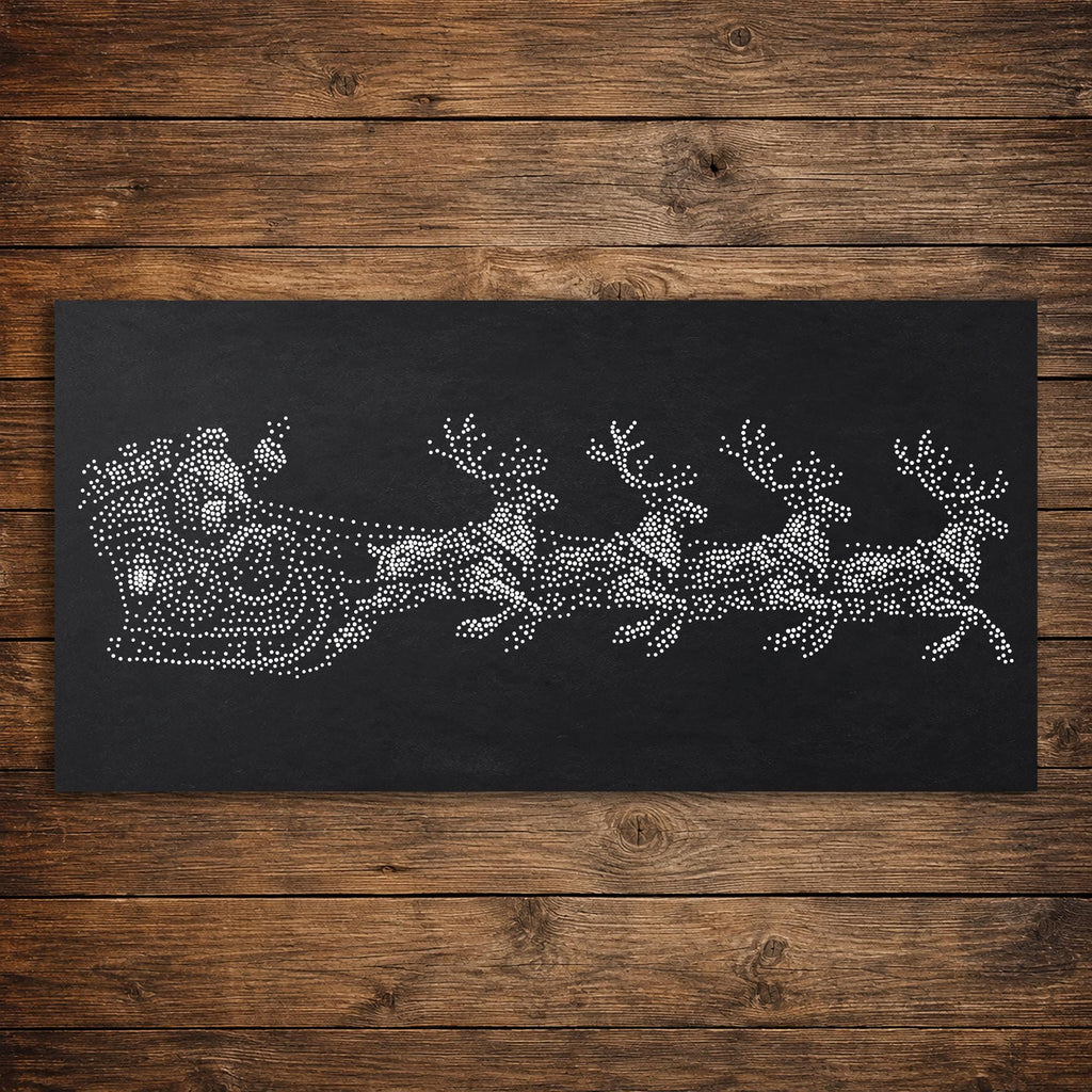 Santa on Sleigh Window Snow Spray reusable Mylar stencil