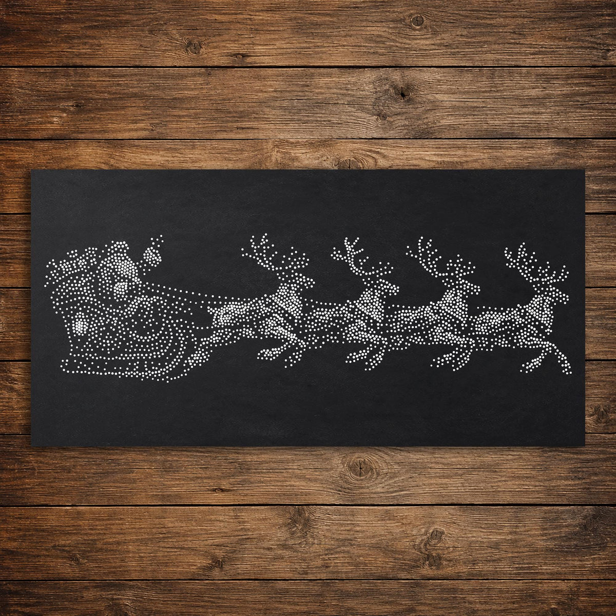 Santa on Sleigh Window Snow Spray reusable Mylar stencil
