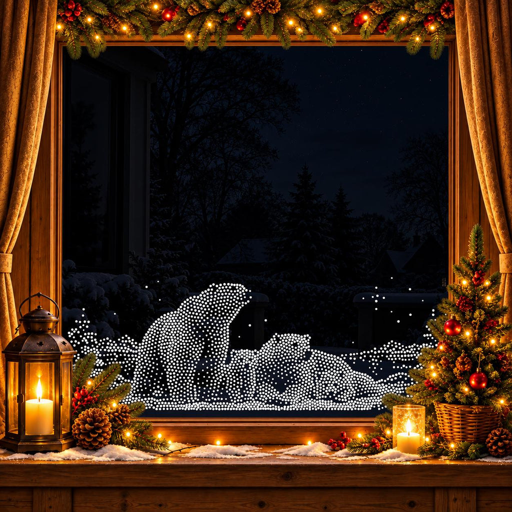 Christmas Polar Bear Family Window Snow Spray reusable Mylar stencil