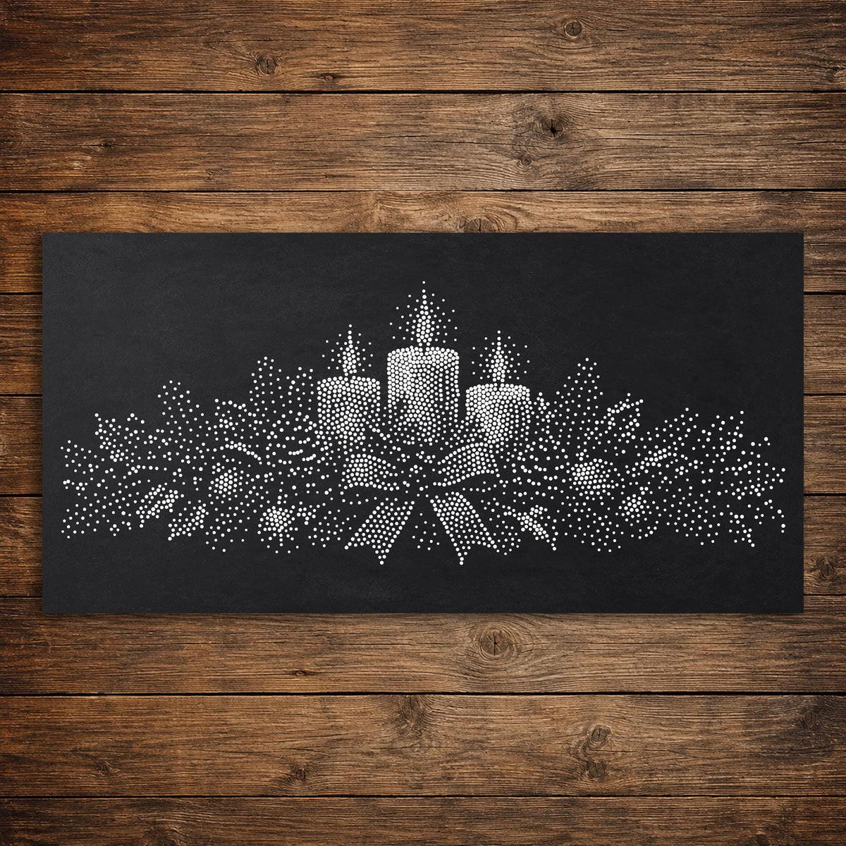 Christmas Candles with Holly Window Snow Spray reusable Mylar stencil