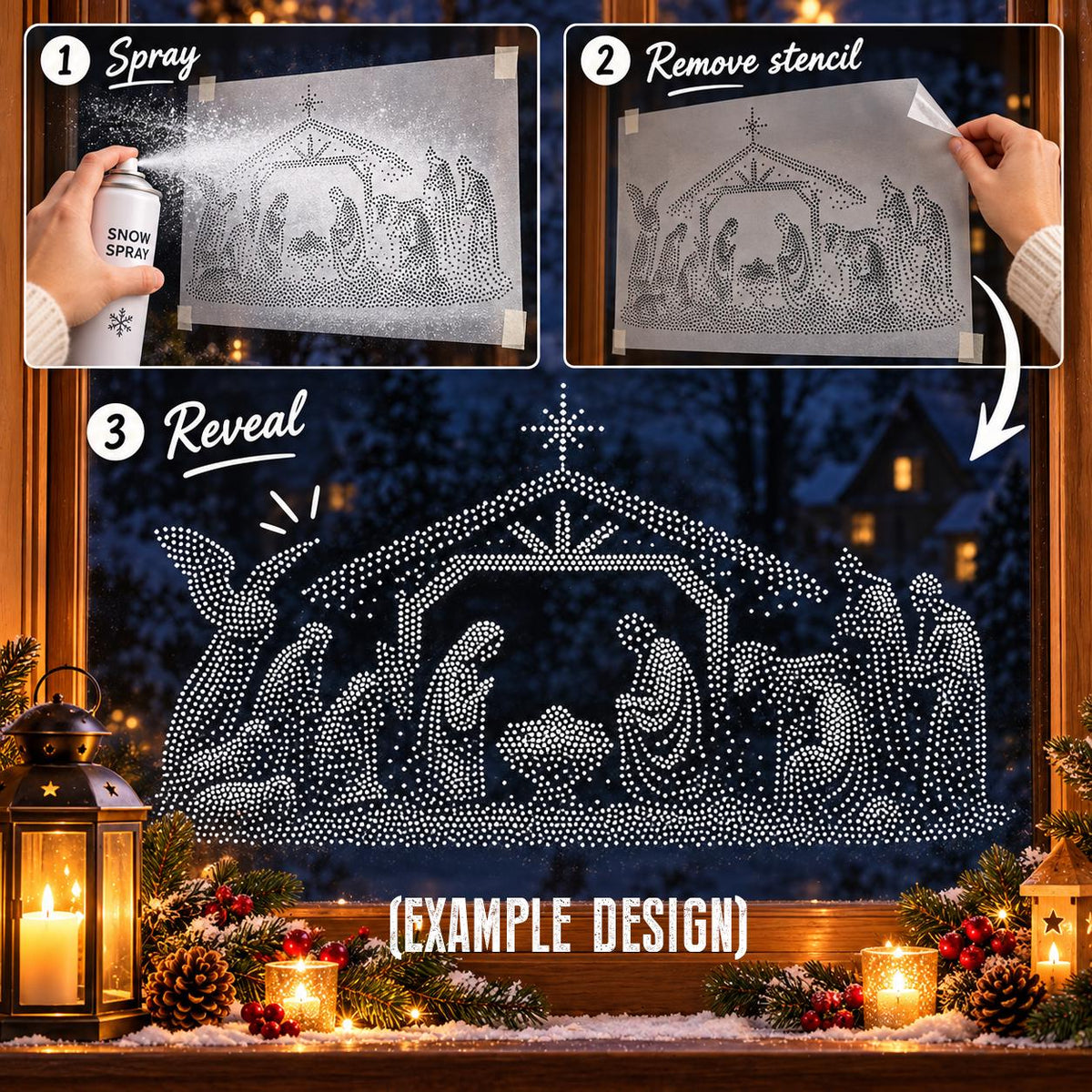 Christmas Carol Singers Window Snow Spray reusable Mylar stencil