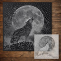 Wolf Howling at Moon reusable Mylar stencil