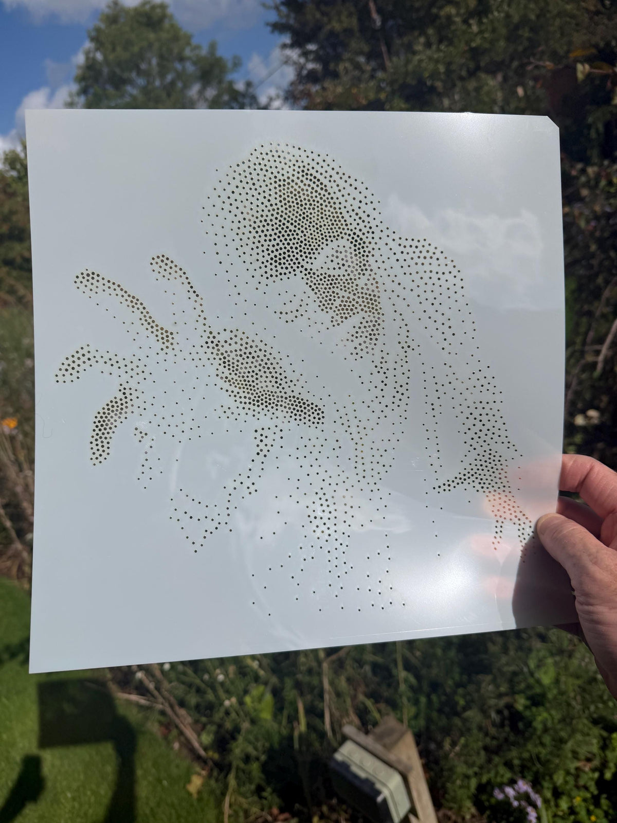 Male Zombie Reaching Forward Stipple Art Halloween reusable Mylar stencil
