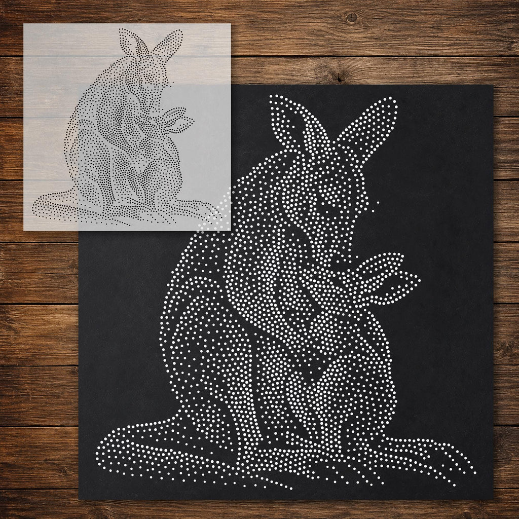 Kangaroo with Joey reusable Mylar stencil