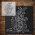 Kangaroo with Joey reusable Mylar stencil