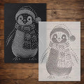 Christmas Penguin reusable Mylar stencil