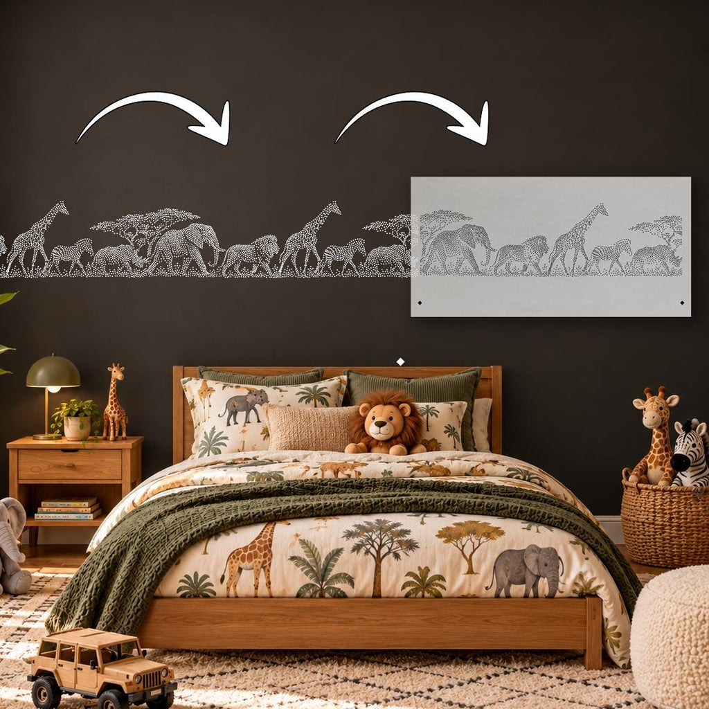 Repeating Safari Wall reusable Mylar stencil