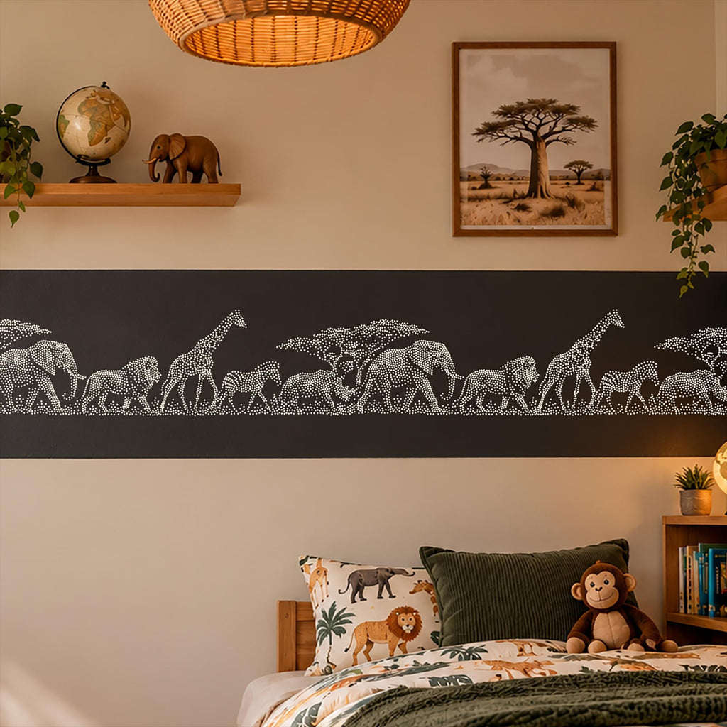 Repeating Safari Wall reusable Mylar stencil