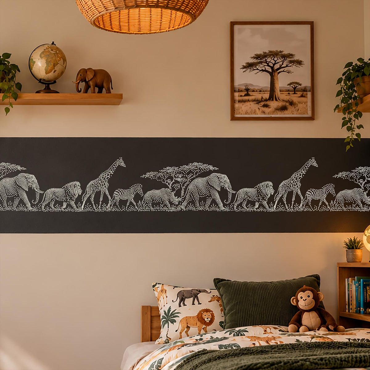 Repeating Safari Wall reusable Mylar stencil