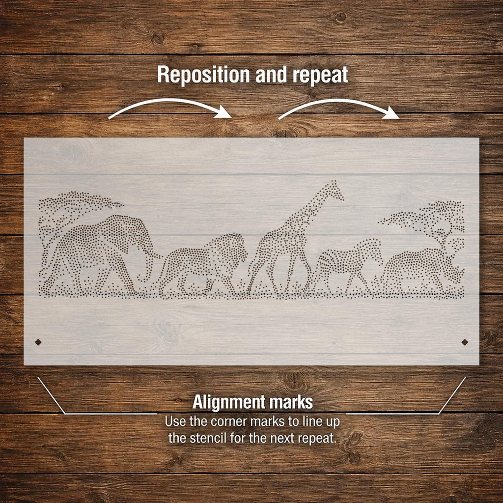 Repeating Safari Wall reusable Mylar stencil
