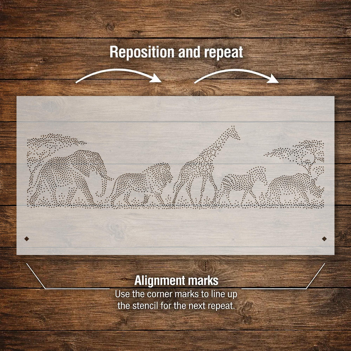 Repeating Safari Wall reusable Mylar stencil