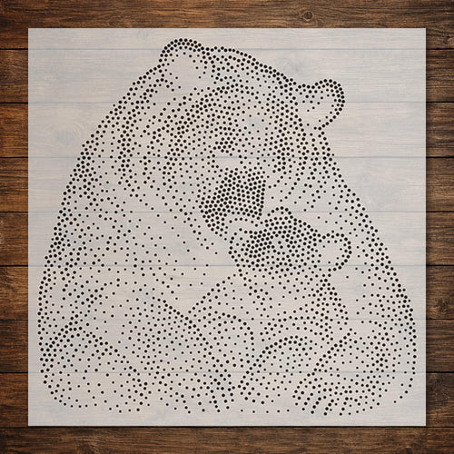 Bear with Cub reusable Mylar stencil