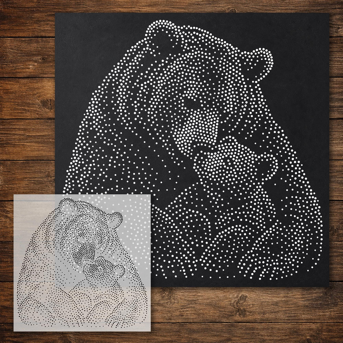 Bear with Cub reusable Mylar stencil