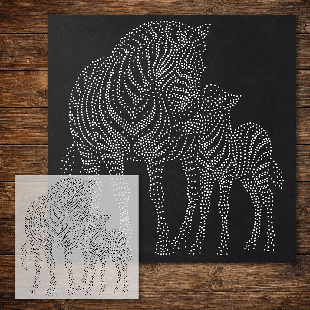 Zebra with Foal reusable Mylar stencil