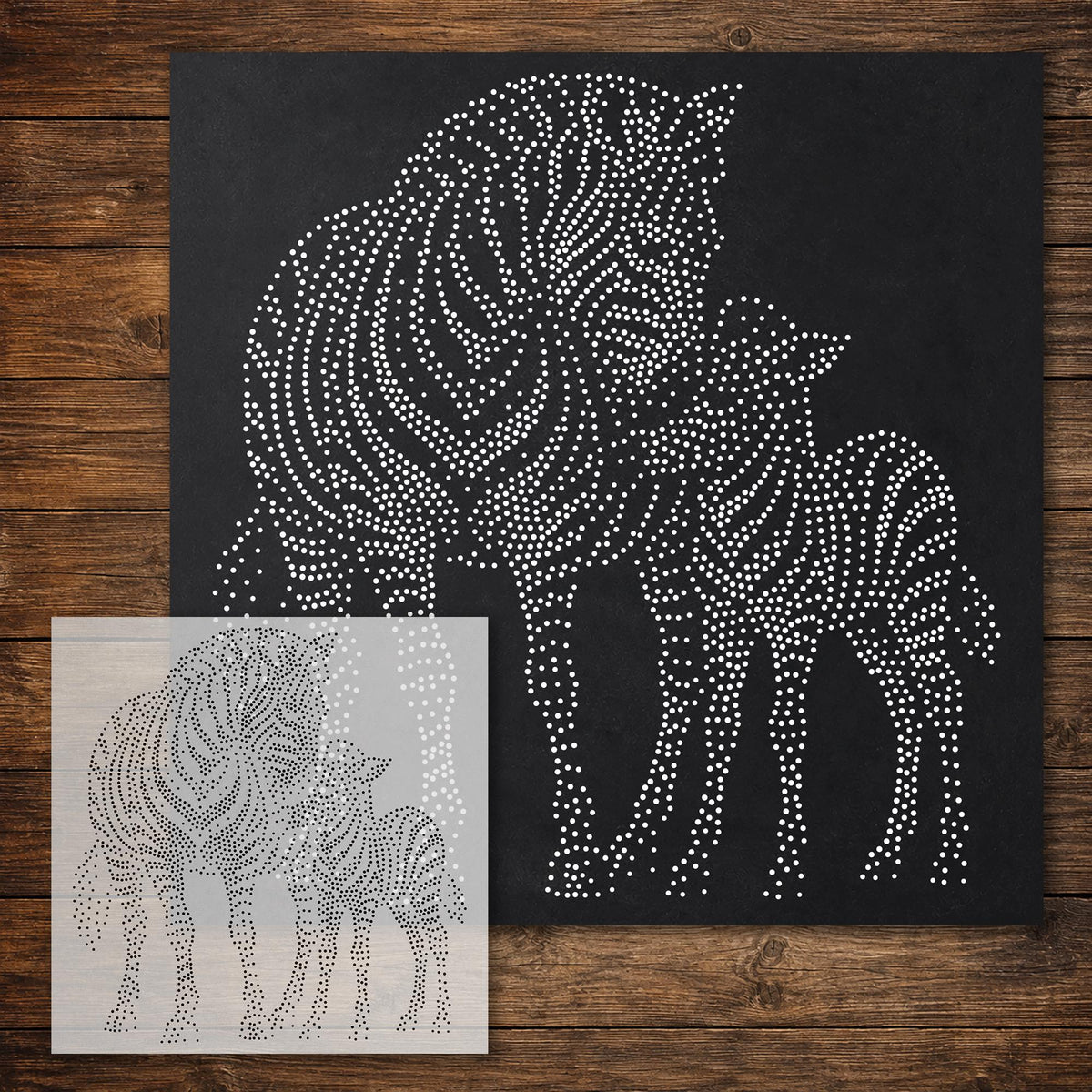 Zebra with Foal reusable Mylar stencil