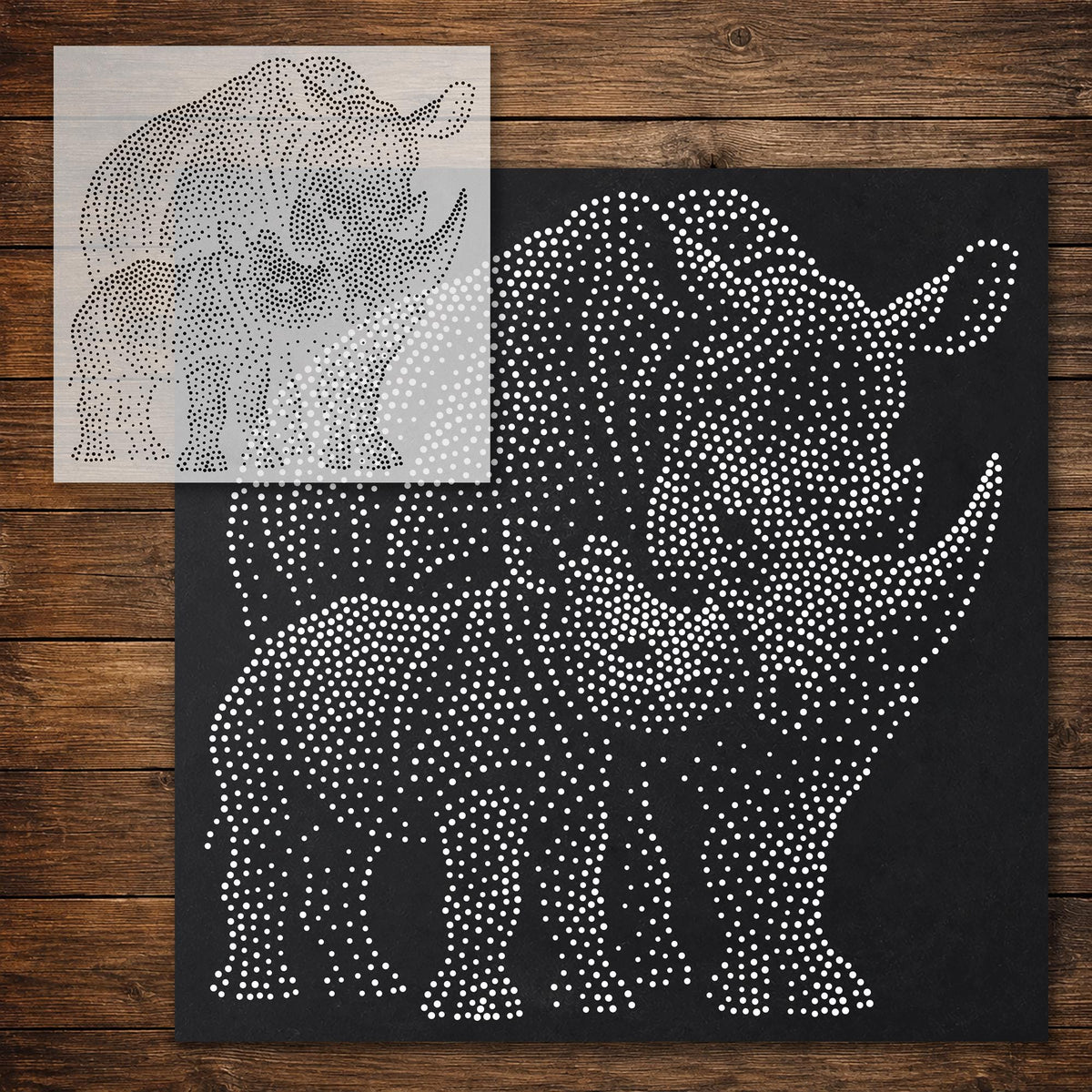 Rhino with Calf reusable Mylar stencil